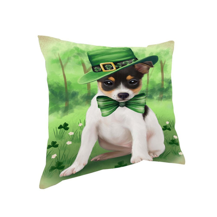 St. Patricks Day Irish Portrait Rat Terrier Dog Pillow PIL52820