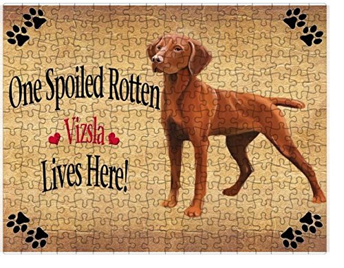 Spoiled Rotten Vizsla Dog Puzzle with Photo Tin