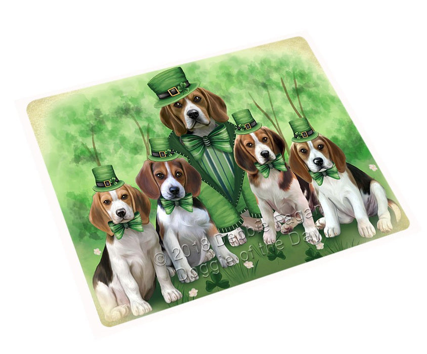 St. Patricks Day Irish Family Portrait Beagles Dog Tempered Cutting Board C51435