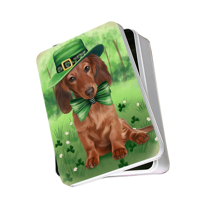 St. Patricks Day Irish Portrait Dachshund Dog Photo Storage Tin PITN48558