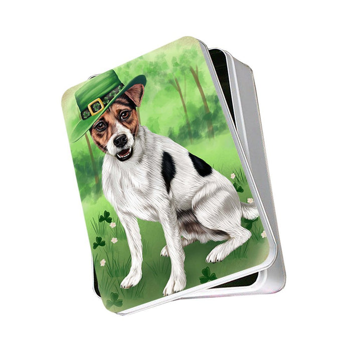 St. Patricks Day Irish Portrait Jack Russell Terrier Dog Photo Storage Tin PITN48820