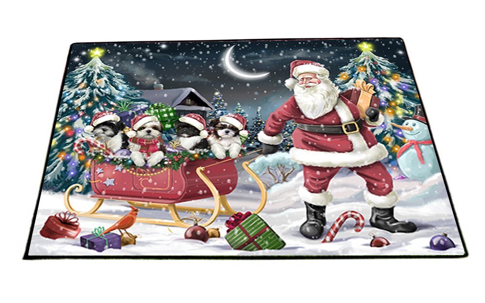 Santa Sled Dogs Christmas Happy Holidays Shih Tzu Indoor/Outdoor Floormat FML0027