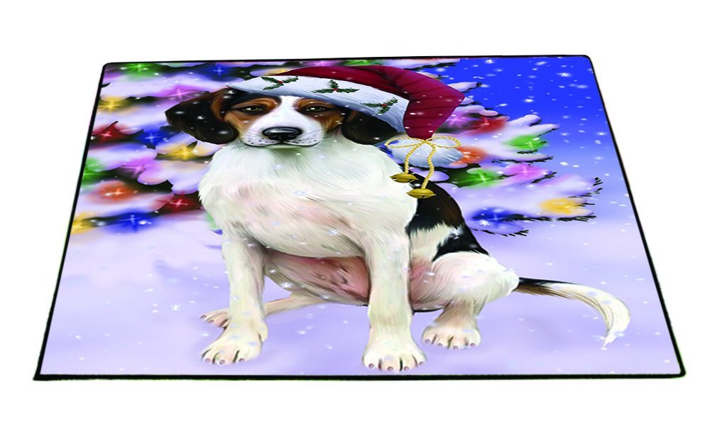 Winterland Wonderland Treeing Walker Coonhound Dog In Christmas Holiday Scenic Background Indoor/Outdoor Floormat