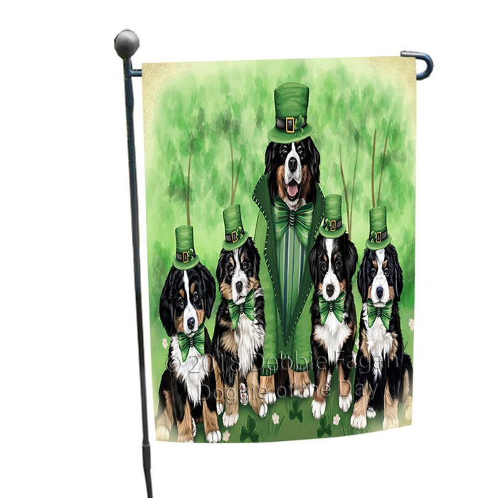 St. Patricks Day Irish Family Portrait Bernese Mountain Dogs Garden Flag GFLG49107