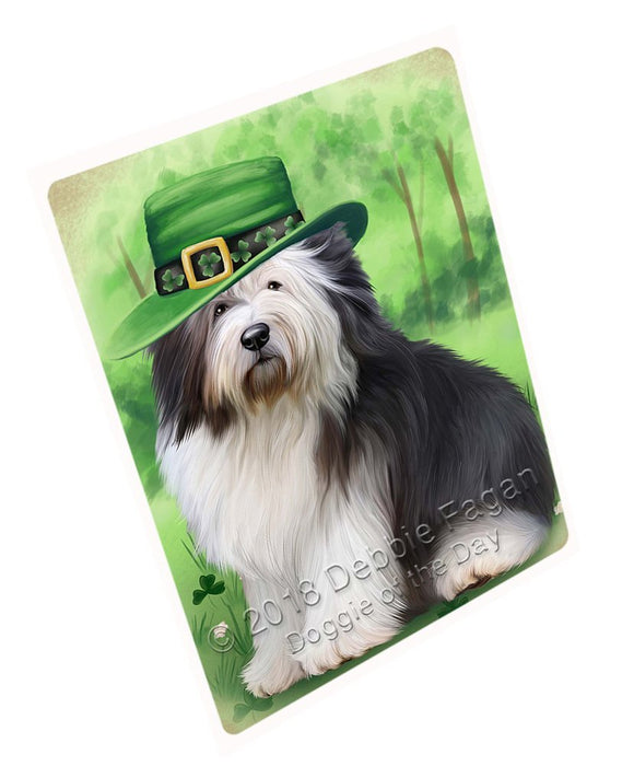 St. Patricks Day Irish Portrait Old English Sheepdog Tempered Cutting Board C50388