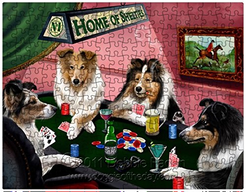 Sheltie Dogs Playing Poker 300 Pc. Puzzle with Photo Tin