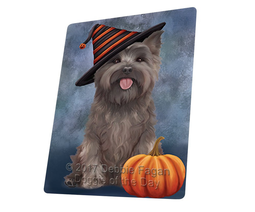 Happy Halloween Cairn Terrier Dog Wearing Witch Hat With Pumpkin Magnet Mini (3.5" x 2")