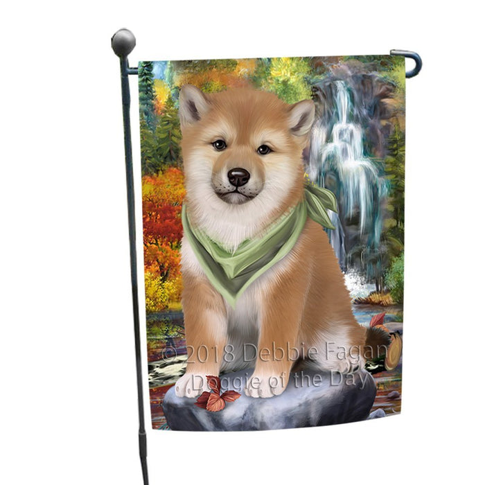 Scenic Waterfall Shiba Inu Dog Garden Flag GFLG49339