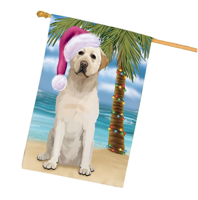 Summertime Christmas Happy Holidays Labrador Dog on Beach House Flag HFLG339