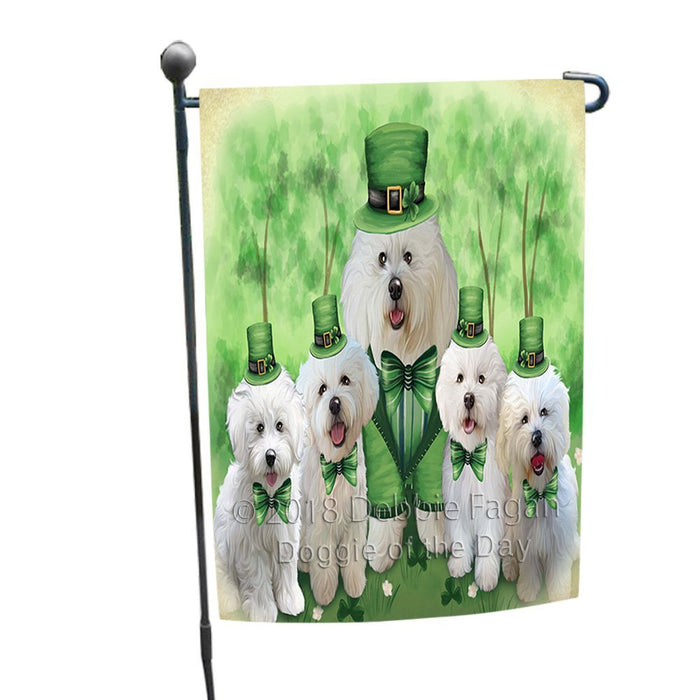 St. Patricks Day Irish Family Portrait Bichon Frises Dog Garden Flag GFLG49110