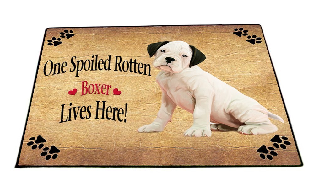 Spoiled Rotten White Boxer Dog Indoor/Outdoor Floormat