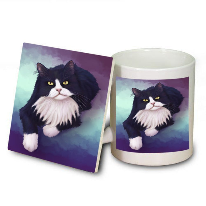 Tuxedo Cat Mug and Coaster Set