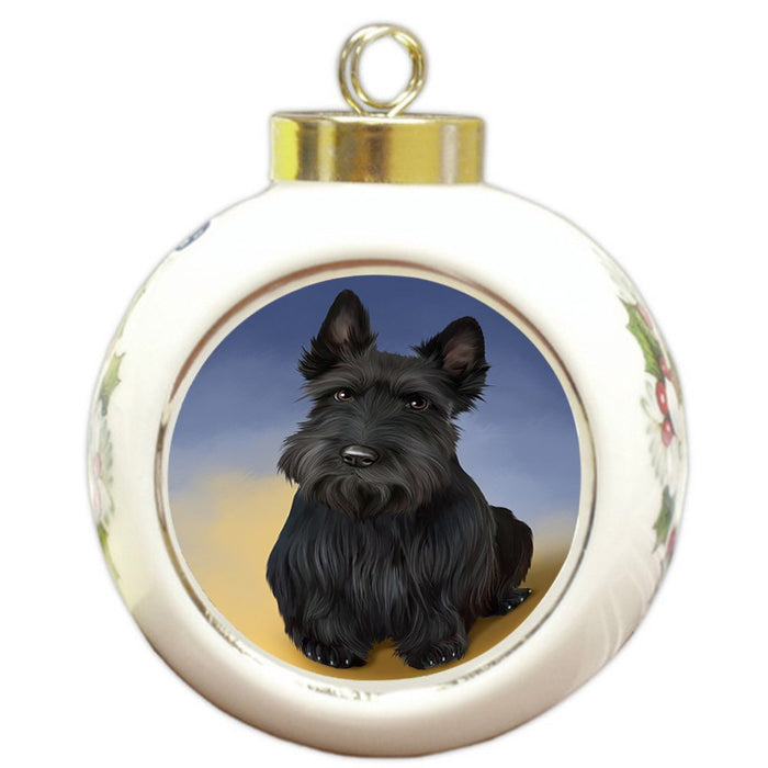 Scottish Terrier Dog Round Ball Christmas Ornament RBPOR48357