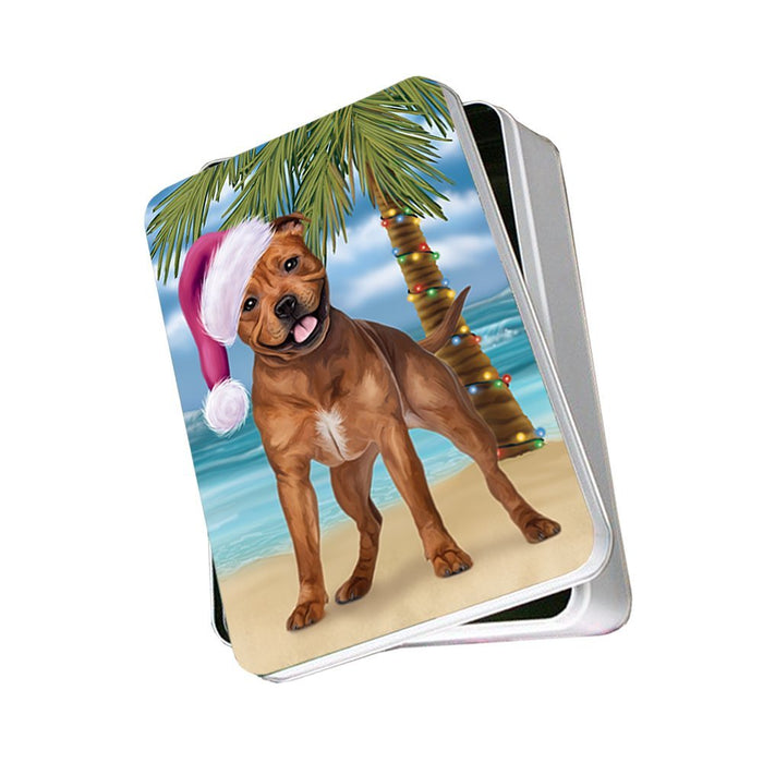 Summertime Pit Bull Dog on Beach Christmas Photo Storage Tin PTIN0688