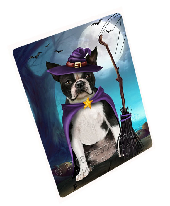 Happy Halloween Trick Or Treat Boston Terrier Dog Witch Magnet Mini (3.5" x 2")