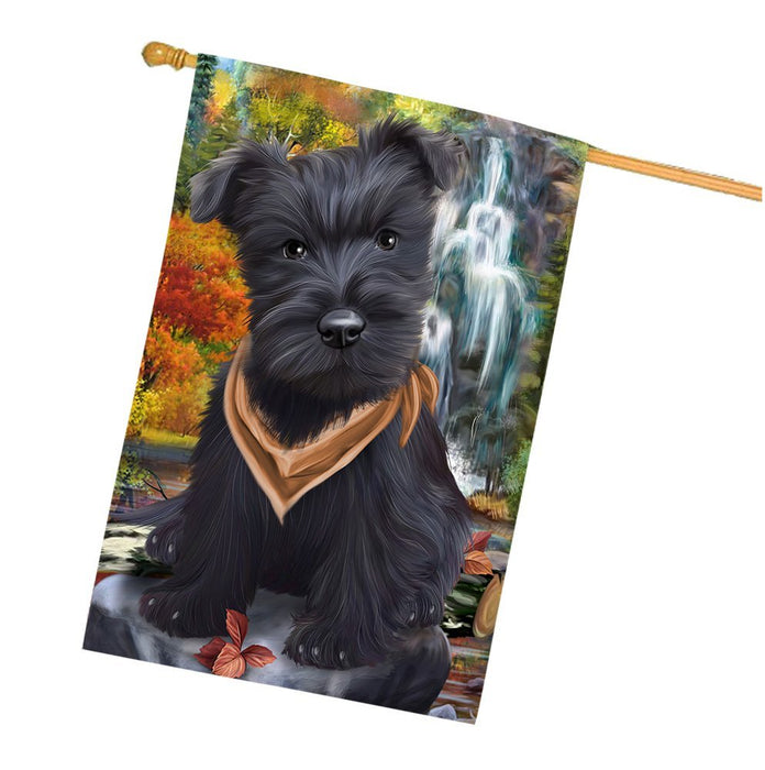 Scenic Waterfall Scottish Terrier Dog House Flag FLGA49466