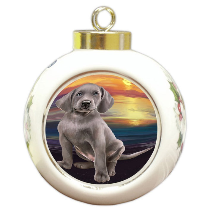 Weimaraner Dog Round Ball Christmas Ornament RBPOR48537