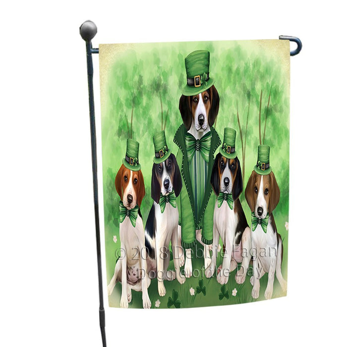 St. Patricks Day Irish Family Portrait Treeing Walker Coonhounds Dog Garden Flag GFLG49204