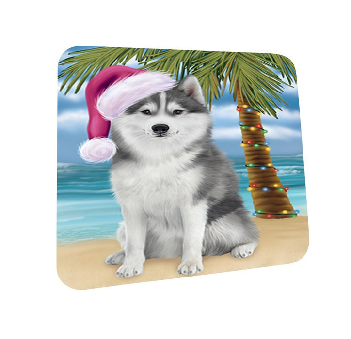 Summertime Husky Dog on Beach Christmas Coasters CST520 (Set of 4)