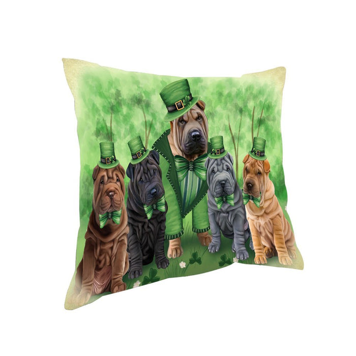 St. Patricks Day Irish Family Portrait Shar Peis Dog Pillow PIL52912