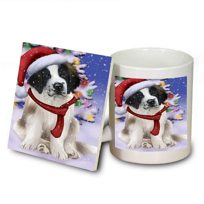 Winter Wonderland Saint Bernard Dog Christmas Mug and Coaster Set MUC0755