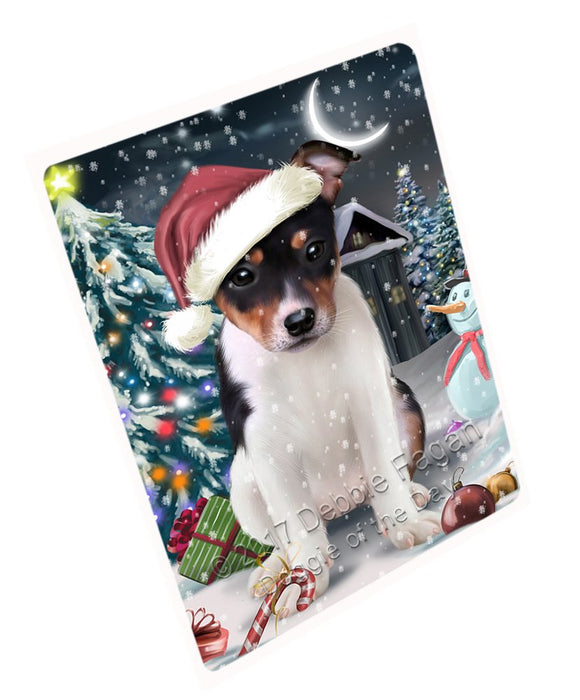 Have A Holly Jolly Christmas Rat Terriers Dog In Holiday Background Magnet Mini (3.5" x 2") D157