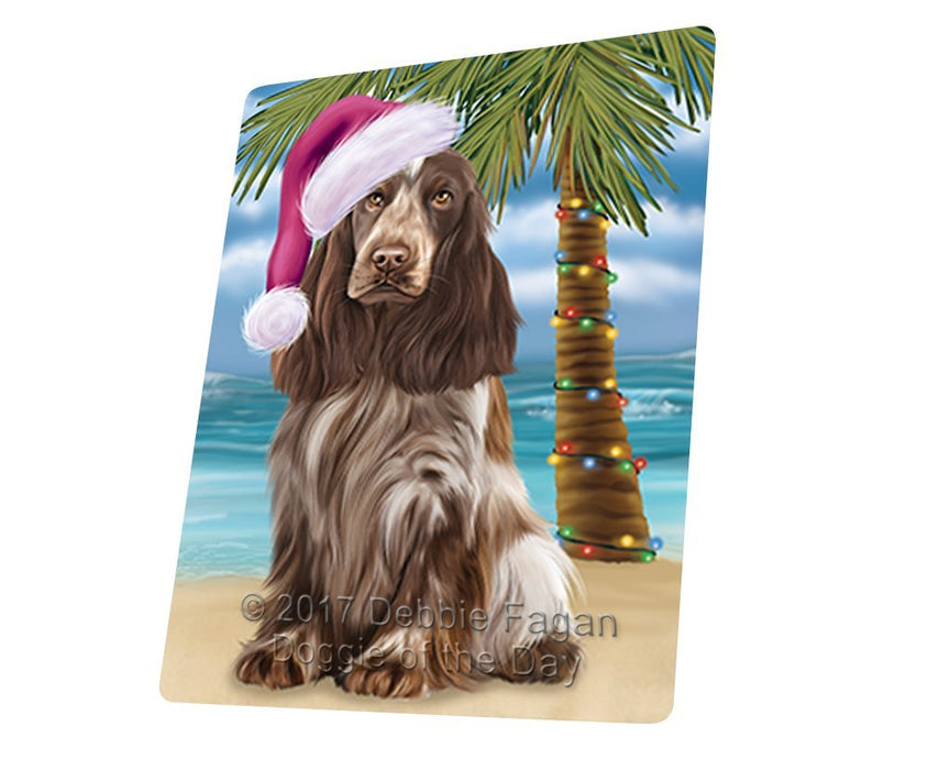 Summertime Happy Holidays Christmas Cocker Spaniel Dog on Tropical Island Beach Large Refrigerator / Dishwasher Magnet D169