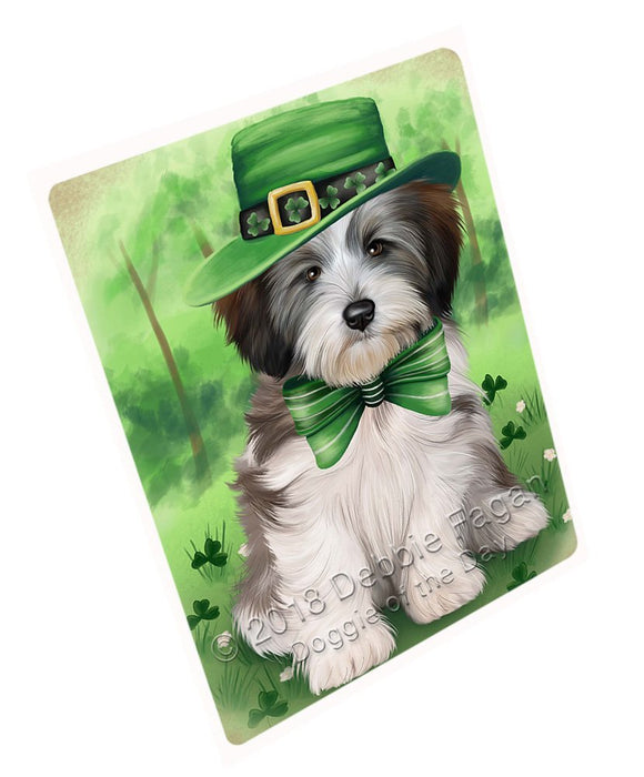 St. Patricks Day Irish Portrait Tibetan Terrier Dog Tempered Cutting Board C51744
