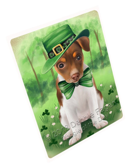 St. Patricks Day Irish Portrait Rat Terrier Dog Tempered Cutting Board C51594