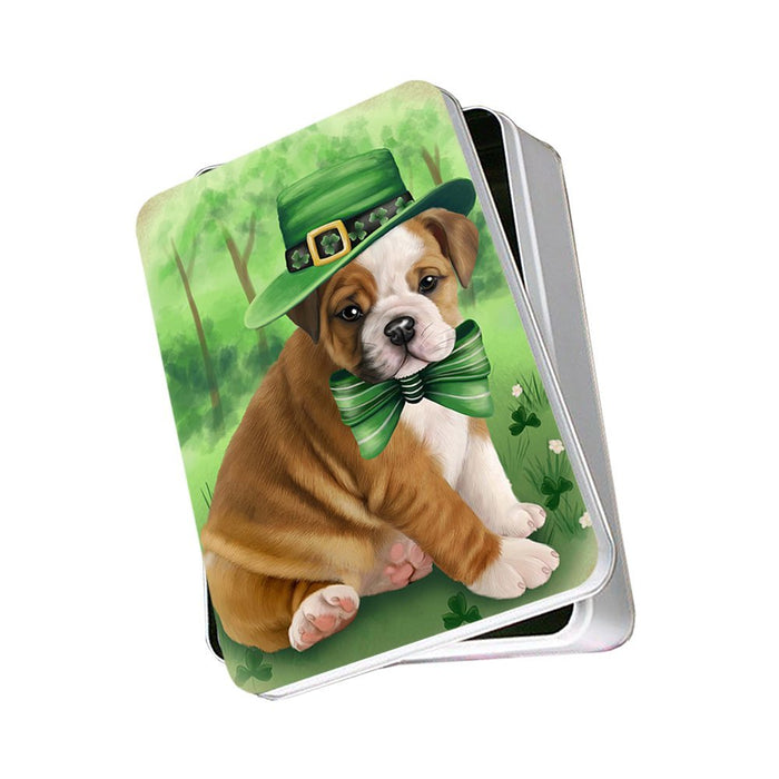 St. Patricks Day Irish Portrait Bulldog Photo Storage Tin PITN48751