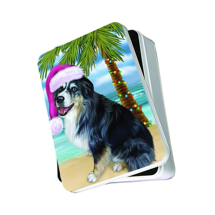 Summertime Australian Shepherd Dog on Beach Christmas Photo Storage Tin PTIN0747