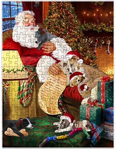 Whippet Dog and Puppies Sleeping with Santa Puzzle with Photo Tin