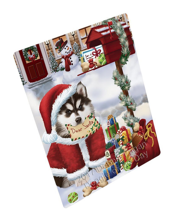 Siberian Huskies Dear Santa Letter Christmas Holiday Mailbox Dog Art Portrait Print Woven Throw Sherpa Plush Fleece Blanket