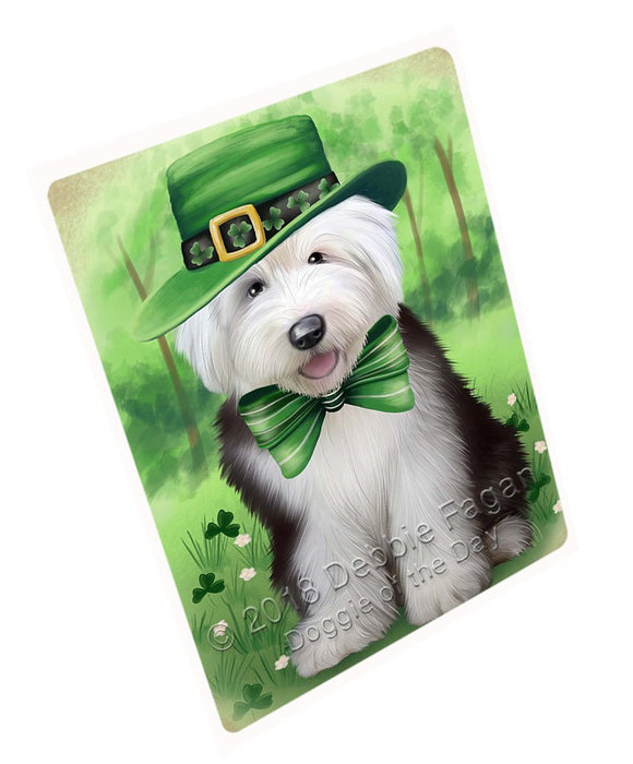 St. Patricks Day Irish Portrait Old English Sheepdog Tempered Cutting Board C50391