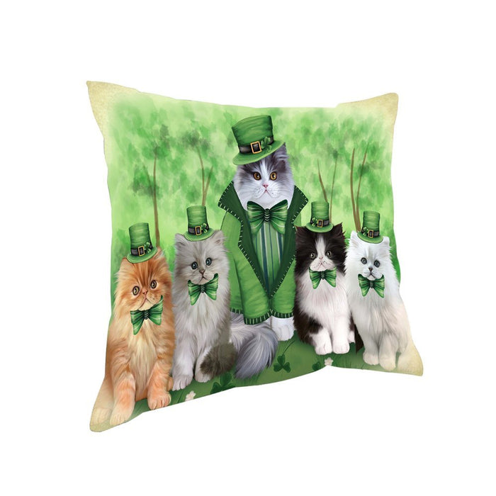 St. Patricks Day Irish Family Portrait Persian Cats Pillow PIL52704