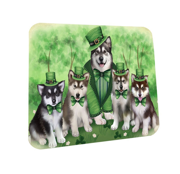 St. Patricks Day Irish Family Portrait Alaskan Malamute Dogs Coasters Set of 4 CST48509
