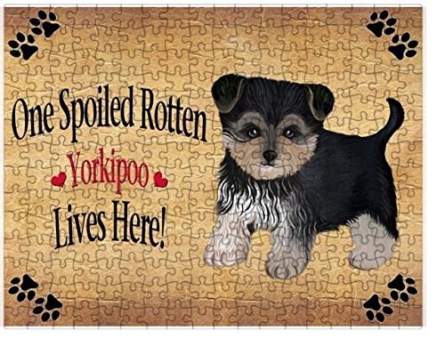 Spoiled Rotten Yorkipoo Dog Puzzle with Photo Tin