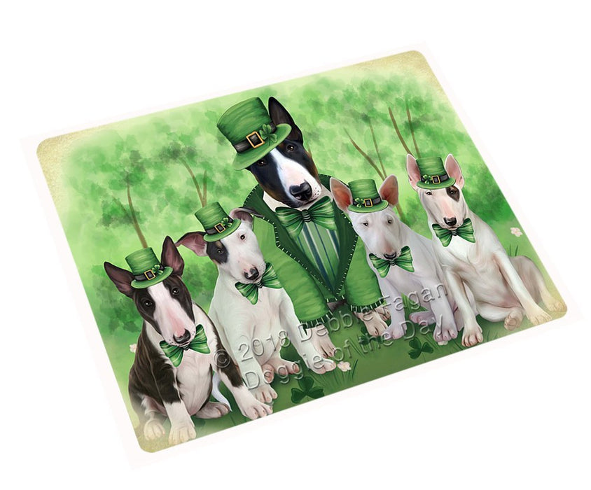 St. Patricks Day Irish Family Portrait Bull Terriers Dog Tempered Cutting Board C50112 (Small)