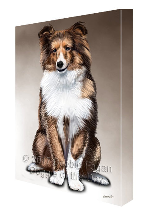 Shetland Sheepdog Dog Painting Printed on Canvas Wall Art Signed