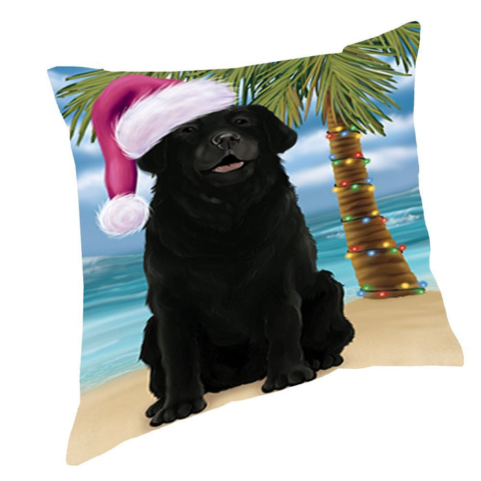 Summertime Christmas Happy Holidays Labrador Dog on Beach Throw Pillow PIL1512