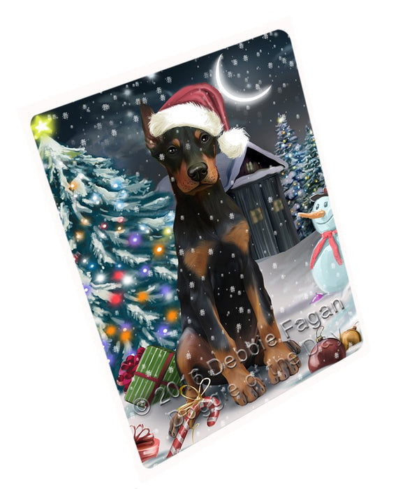 Have A Holly Jolly Christmas Doberman Pinscher Dog In Holiday Background Magnet Mini (3.5" x 2") D025