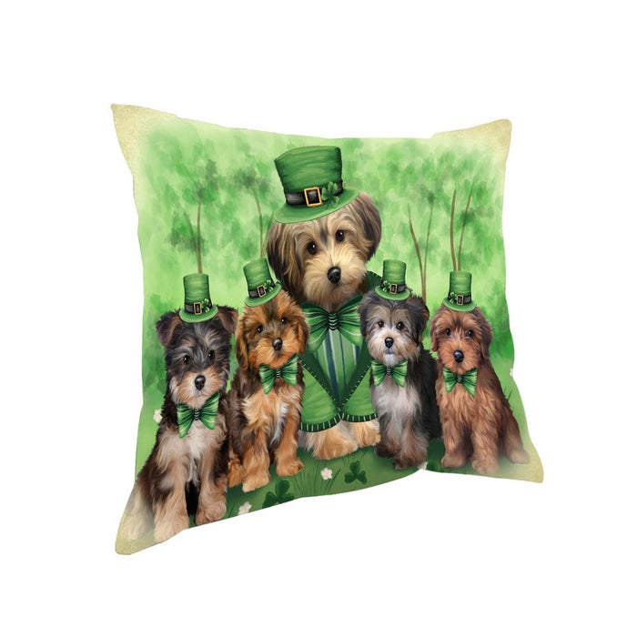 St. Patricks Day Irish Family Portrait Yorkipoos Dog Pillow PIL53088