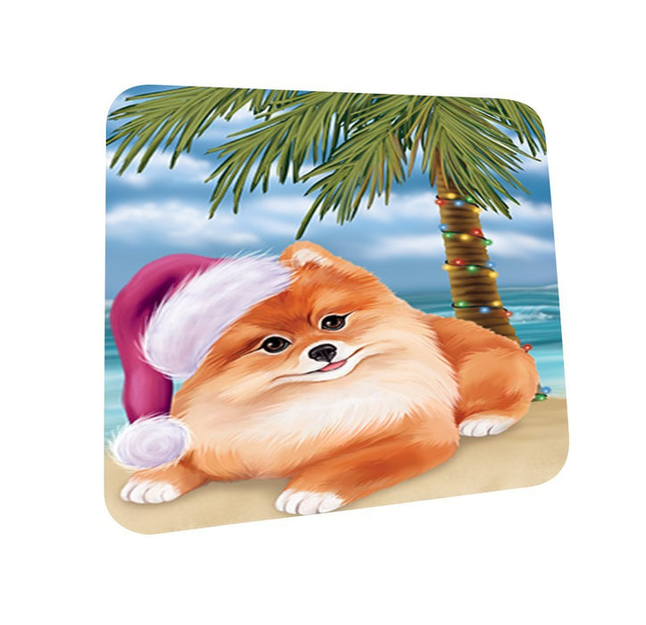 Summertime Pomeranian Dog on Beach Christmas Coasters CST566 (Set of 4)