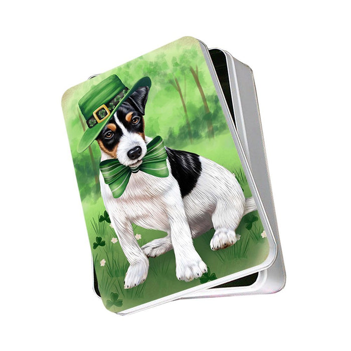 St. Patricks Day Irish Portrait Jack Russell Terrier Dog Photo Storage Tin PITN48822