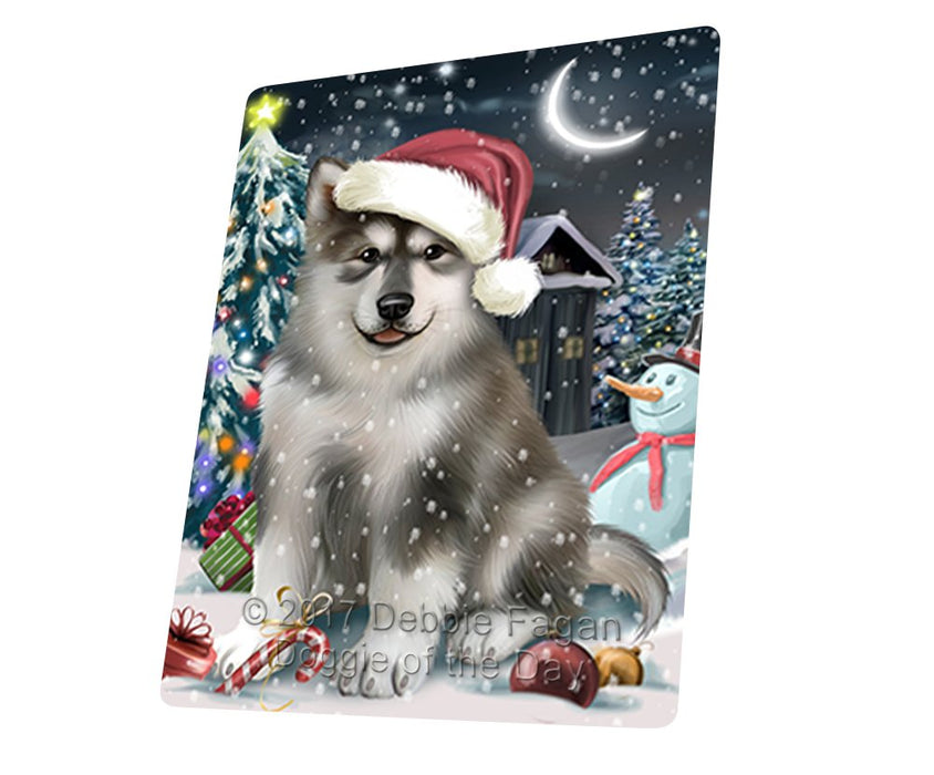 Have A Holly Jolly Christmas Alaskan Malamute Dog In Holiday Background Magnet Mini (3.5" x 2") D055