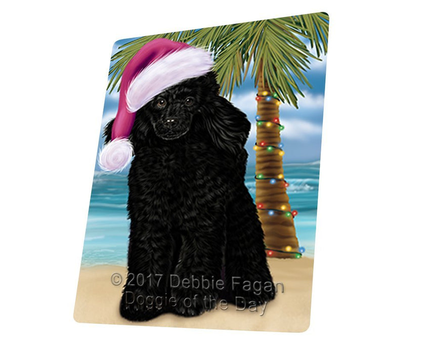 Summertime Happy Holidays Christmas Poodle Dog on Tropical Island Beach Large Refrigerator / Dishwasher Magnet D191