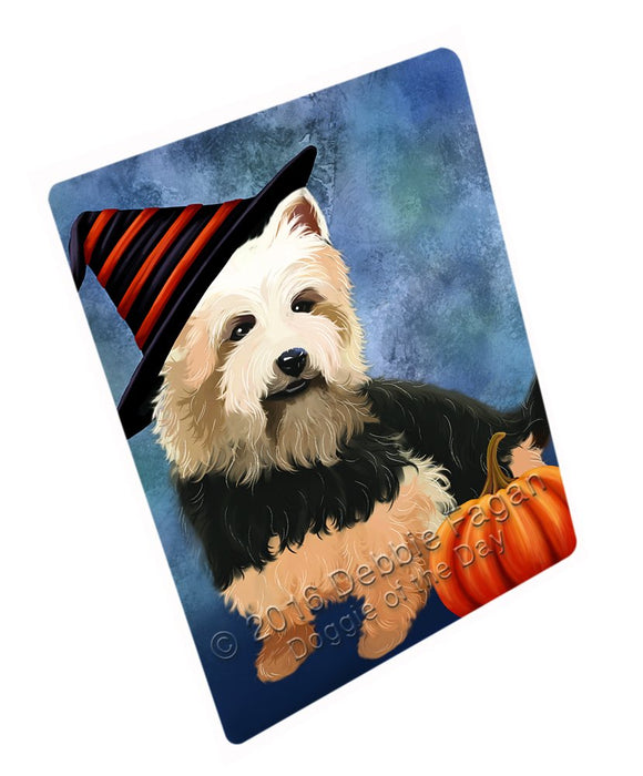 Happy Halloween Australian Terriers Dog Wearing Witch Hat With Pumpkin Magnet Mini (3.5" x 2")