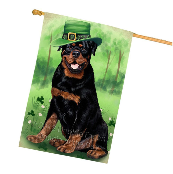 St. Patricks Day Irish Portrait Rottweiler Dog House Flag FLG49211