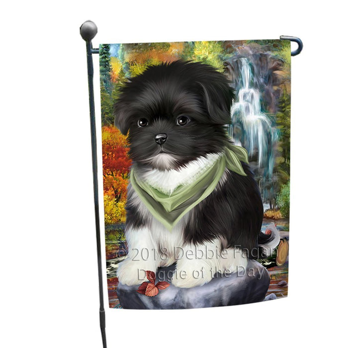 Scenic Waterfall Shih Tzu Dog Garden Flag GFLG49345