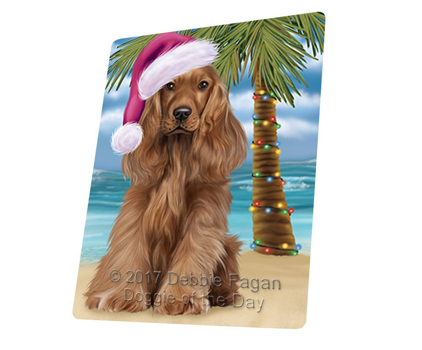 Summertime Happy Holidays Christmas Cocker Spaniel Dog on Tropical Island Beach Large Refrigerator / Dishwasher Magnet D119